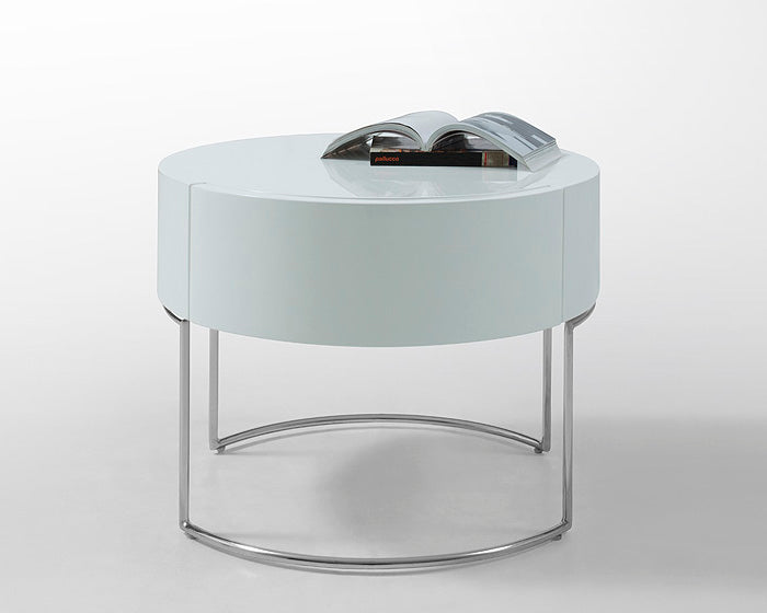 Modrest Liv Modern White Lacquer Round Nightstand