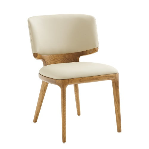 Modrest Stanley - Contemporary Cream Leatherette and Walnut Set of  Two Dining Chairs