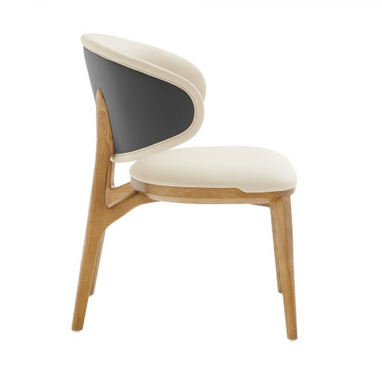 Modrest Chance - Contemporary Cream Fabric and Brown Leatherette Walnut Dining Chair