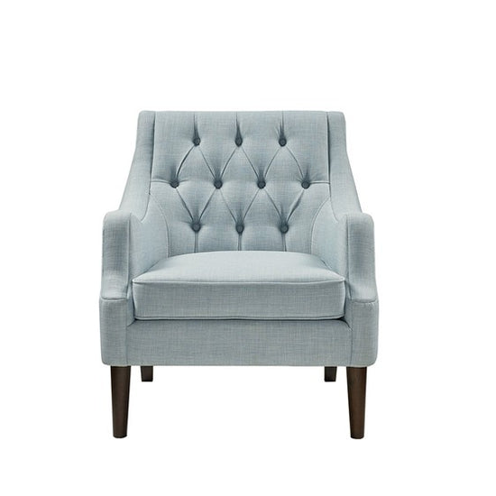 Qwen Button Tufted Accent Chair - Dusty Blue