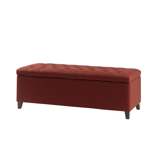 Shandra Tufted Top Storage Bench - Rust Red