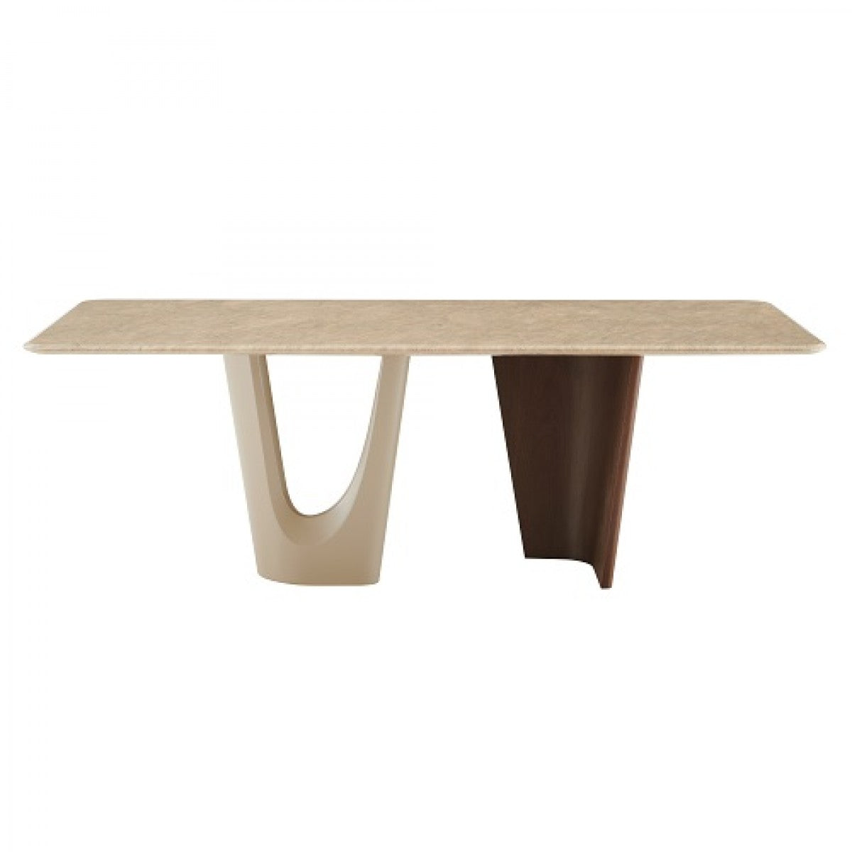 Modrest Brianna - Contemporary Marble and Cream/Walnut Dining Table