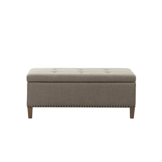 Shandra II Tufted Top Storage Bench - Light Grey