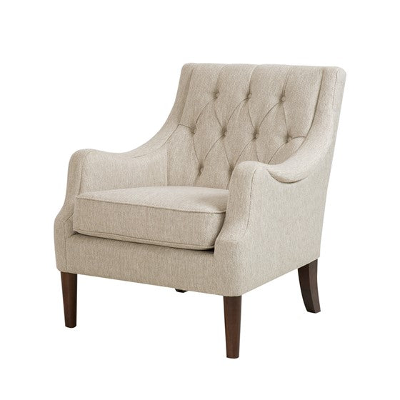 Qwen Button Tufted Accent Chair - Beige