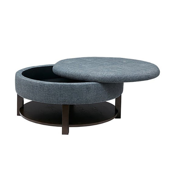 Miller Round Storage Ottoman - Denim/Brown