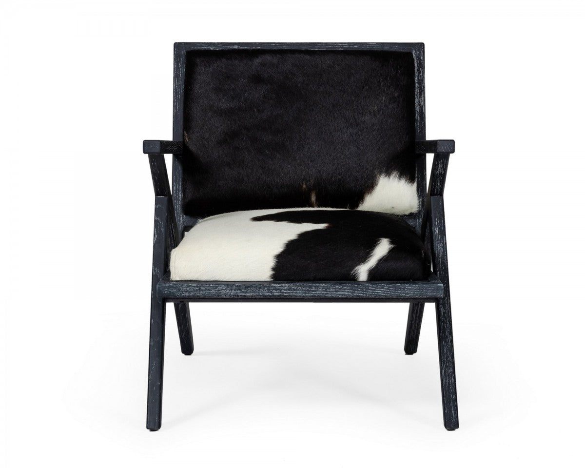 Modrest Hallam - Glam Black and White Cowhide Accent Chair