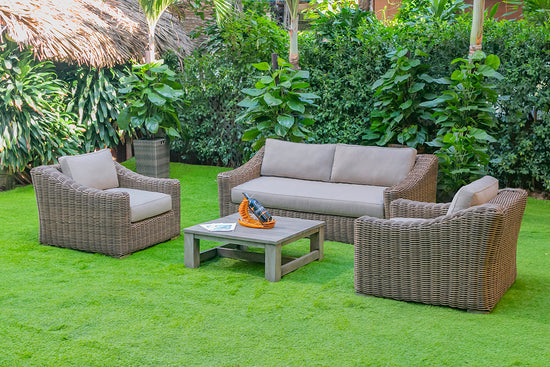 Renava Sapelo Outdoor Beige Wicker Sofa Set