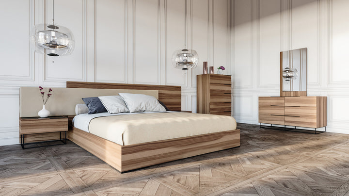 Nova Domus Matteo Italian Modern Walnut & Fabric Bedroom Set